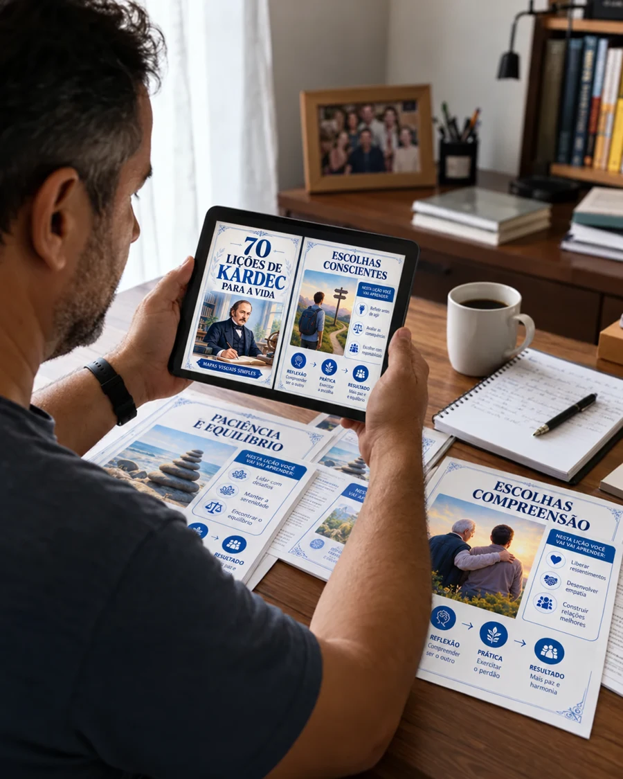 Consulta do material no tablet à mesa